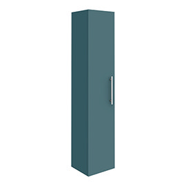Arezzo Wall Hung Tall Storage Cabinet - Matt Teal Green - with Industrial Style Chrome Handle Medium