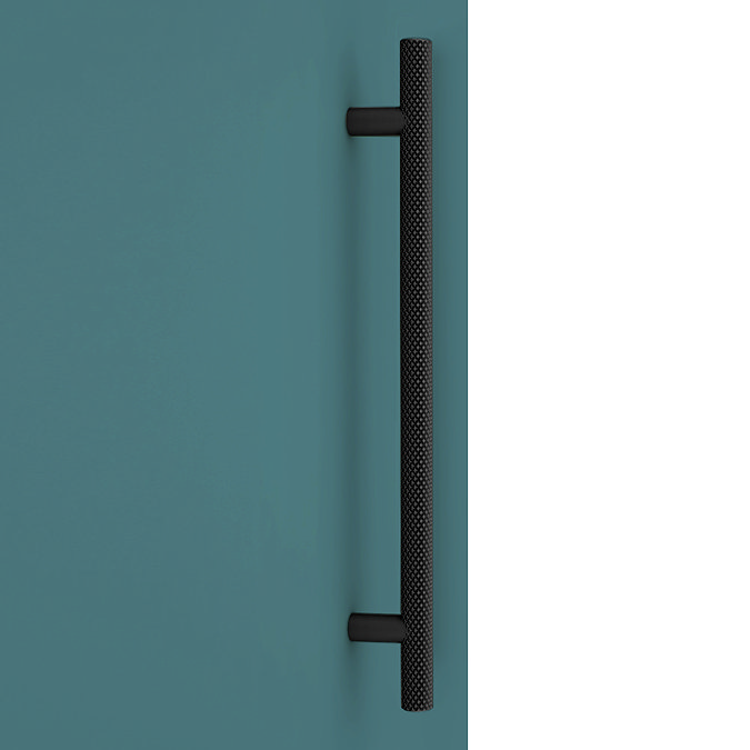 Arezzo Wall Hung Tall Storage Cabinet - Matt Teal Green - with Industrial Style Matt Black Handle  P