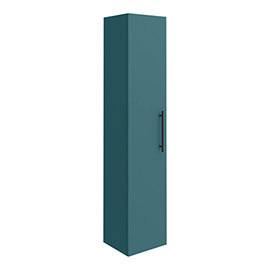Arezzo Wall Hung Tall Storage Cabinet - Matt Teal Green - with Industrial Style Matt Black Handle Me