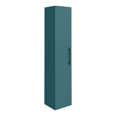 Arezzo Wall Hung Tall Storage Cabinet - Matt Teal Green - with Industrial Style Matt Black Handle  P