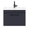 Arezzo Wall Hung Vanity Unit - Matt Blue - 600mm with Industrial Style Black Handle  additional Larg