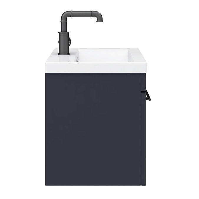 Arezzo Wall Hung Vanity Unit - Matt Blue - 600mm with Industrial Style Black Handle  Newest Large Image