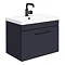 Arezzo Wall Hung Vanity Unit - Matt Blue - 600mm with Industrial Style Black Handle Large Image