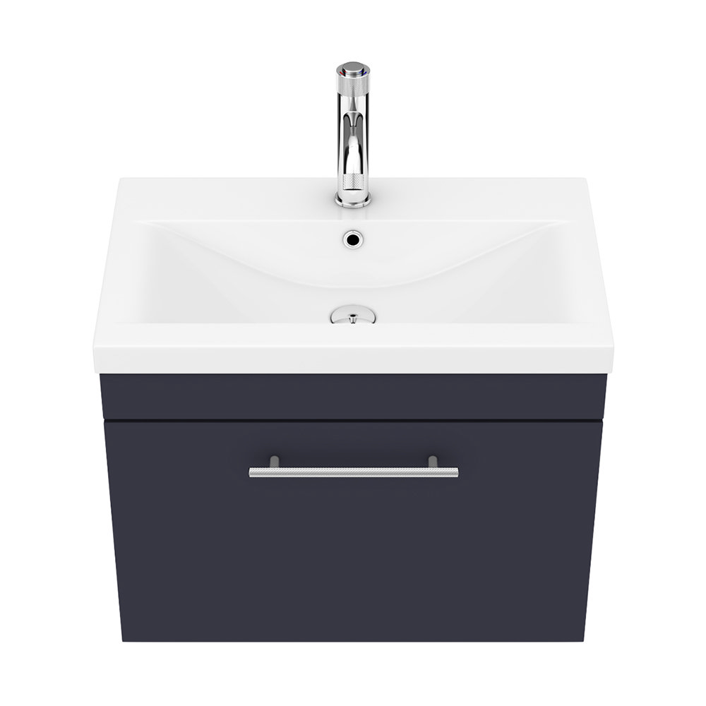 Arezzo Wall Hung Vanity Unit Matt Blue 600mm with Industrial