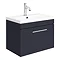 Arezzo Wall Hung Vanity Unit - Matt Blue - 600mm with Industrial Style Chrome Handle Large Image