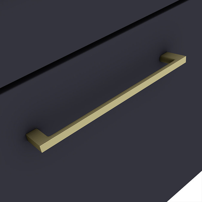 Arezzo Wall Hung Vanity Unit - Matt Blue - 800mm with Brushed Brass Handle Feature Large Image