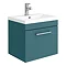 Arezzo Wall Hung Vanity Unit - Matt Green - 500mm 1-Drawer with Polished Chrome Handle Large Image