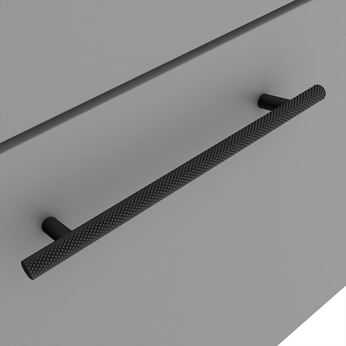Arezzo Wall Hung Vanity Unit - Matt Grey - 500mm with Industrial Style Black Handle Feature Large I
