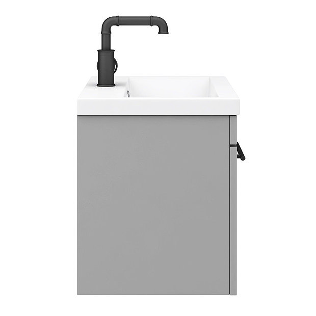 Arezzo Wall Hung Vanity Unit - Matt Grey - 600mm with Industrial Style Black Handle  additional Larg