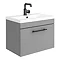 Arezzo Wall Hung Vanity Unit - Matt Grey - 600mm with Industrial Style Black Handle Large Image