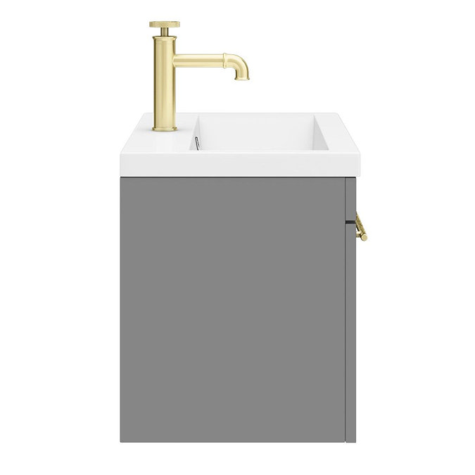 Arezzo Wall Hung Vanity Unit - Matt Grey - 600mm with Industrial Style Brushed Brass Handle  Newest Large Image