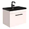 Arezzo Wall Hung Vanity Unit - Matt Pink - 600mm Black Basin with Industrial Style Handle Large Imag