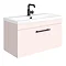 Arezzo Wall Hung Vanity Unit - Matt Pink - 800mm with Industrial Style Black Handle Large Image