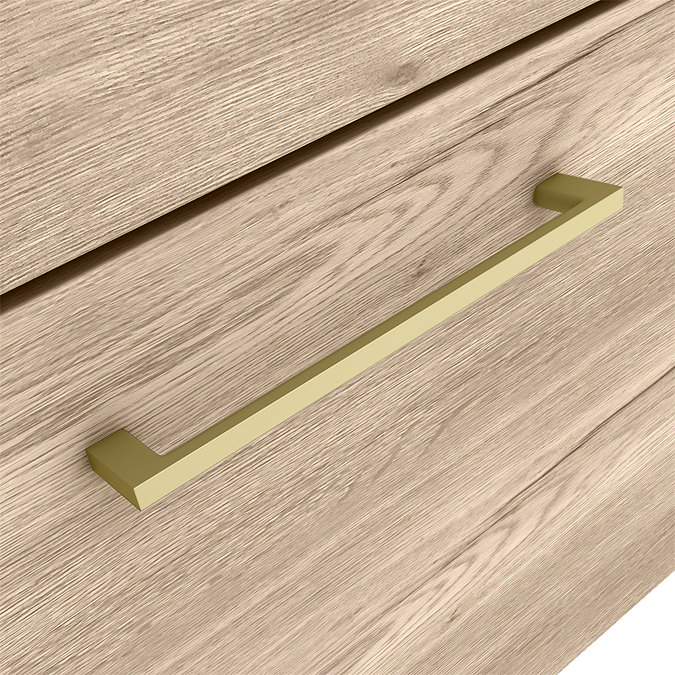 Arezzo Wall Hung Vanity Unit - Rustic Oak - 500mm with Brushed Brass Handle  Standard Large Image