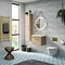 Arezzo Wall Hung Vanity Unit - Rustic Oak - 500mm with Brushed Brass Handle  In Bathroom Large Image