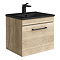 Arezzo Wall Hung Vanity Unit - Rustic Oak - 500mm with Matt Black Slimline Basin + Handle