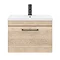 Arezzo Wall Hung Vanity Unit - Rustic Oak - 600mm with Matt Black Handle  additional Large Image