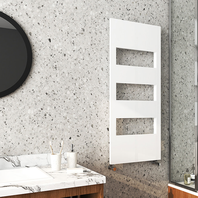 Arezzo White 1200 x 500 Designer Panel Radiator with Towel Rails  Profile Large Image
