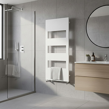 Arezzo White 1200 x 500 Designer Panel Radiator with Towel Rails  Feature Large Image