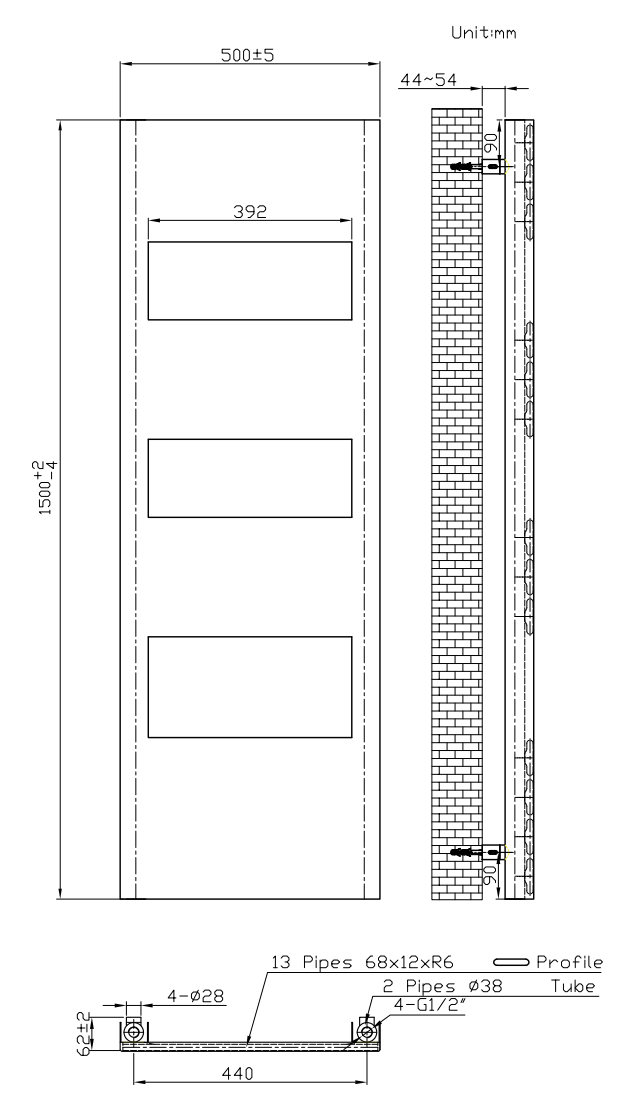 Arezzo White 1500 x 500 Designer Panel Radiator with Towel Rails