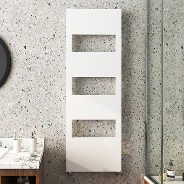 Arezzo White 1500 x 500 Designer Panel Radiator with Towel Rails  Profile Large Image