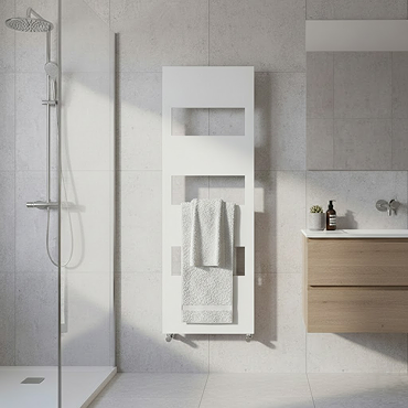 Arezzo White 1500 x 500 Designer Panel Radiator with Towel Rails  Feature Large Image