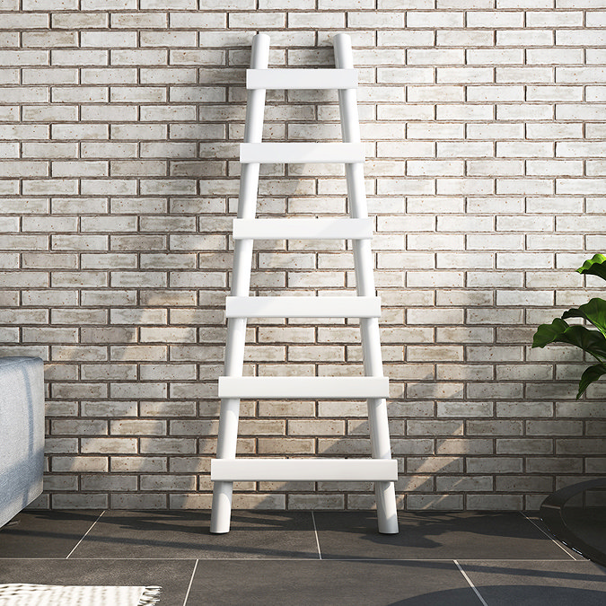 Arezzo White Leaning Ladder 1600 x 600 Heated Towel Rail Profile Large Image
