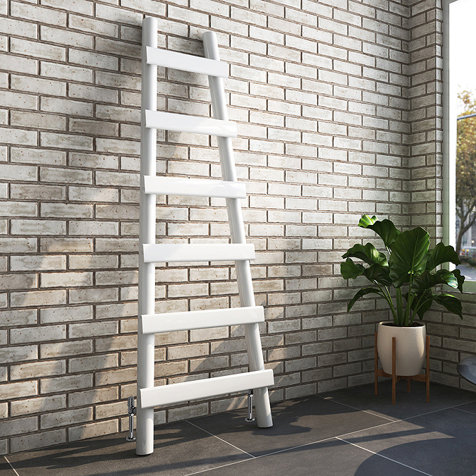 Arezzo White Leaning Ladder 1600 x 600 Heated Towel Rail Large Image