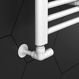 Arezzo Matt White Round Corner Angled Radiator Valves with Pipe Kit