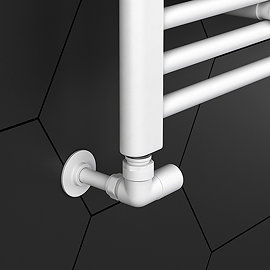 Arezzo Matt White Round Corner Angled Radiator Valves with Pipe Kit