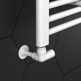 Arezzo Matt White Round Corner Angled Radiator Valves with Pipe Kit