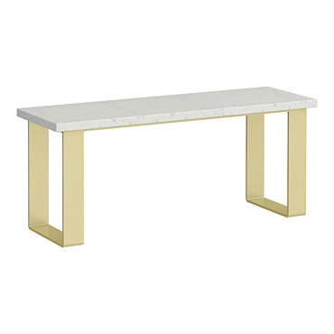 Arezzo White Terrazzo Bathroom Bench with Brushed Brass Frame (1100 x 350mm)