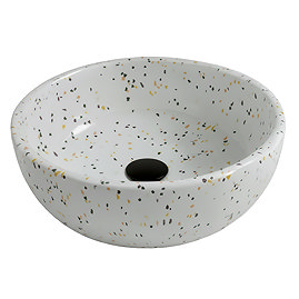 Arezzo Gloss White Terrazzo Effect Round Countertop Basin - 410mm Diameter