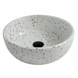 Arezzo Gloss White Terrazzo Effect Round Countertop Basin - 410mm Diameter