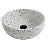 Arezzo Gloss White Terrazzo Effect Round Countertop Basin - 410mm Diameter