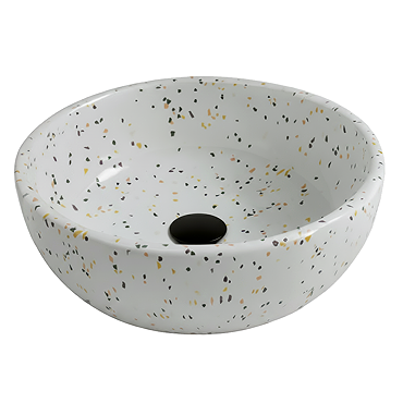 Arezzo White Terrazzo Effect Round Countertop Basin - 410mm Diameter