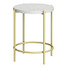 Arezzo White Terrazzo Round Bathroom Side Bath Table with Brushed Brass Frame