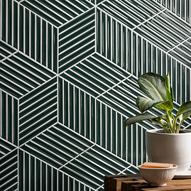Argyle A Parallelogram Gloss Green Wall Tiles 150 x 259mm