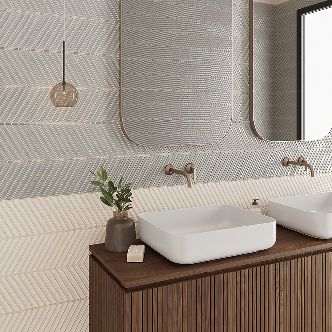 Argyle B Parallelogram Gloss White Wall Tiles 150 x 259mm