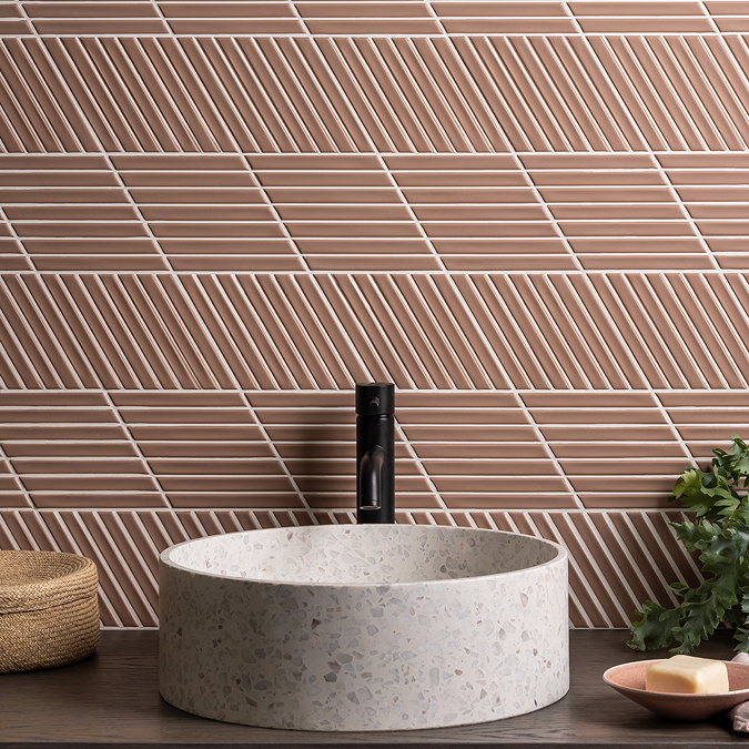 Argyle B Parallelogram Terracotta Matt Wall Tiles 150 x 259mm