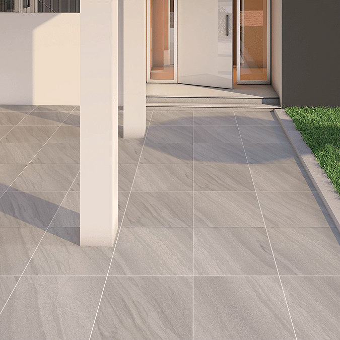 Arian Outdoor Grey Stone Effect Floor Tiles - 600 x 600mm