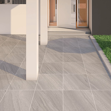 Arian Outdoor Grey Stone Effect Floor Tiles - 600 x 600mm