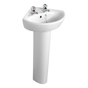 Armitage Shanks Sandringham 21 48cm 2TH Corner Basin & Pedestal Large Image