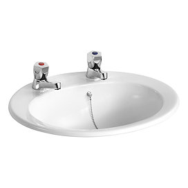 Armitage Shanks Sandringham 21 50cm 2TH Inset Countertop Washbasin (With Chainstay Hole) - E895301 L