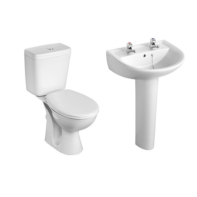 Armitage Shanks - Sandringham21 Toilet and 2TH Basin To Go Boxed Pack - S049401 Large Image