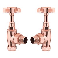 Art Deco Rose Gold Traditional Angled Radiator Valves Large Image