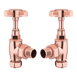 Art Deco Rose Gold Traditional Angled Radiator Valves Large Image