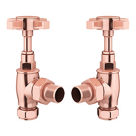 Art Deco Rose Gold Traditional Angled Radiator Valves Large Image