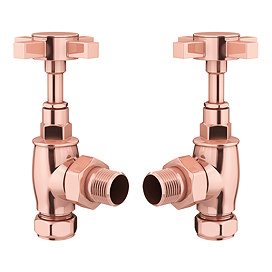 Art Deco Rose Gold Traditional Angled Radiator Valves Large Image