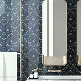 Asheville Ocean Blue Scallop Fish Scale Wall Tiles